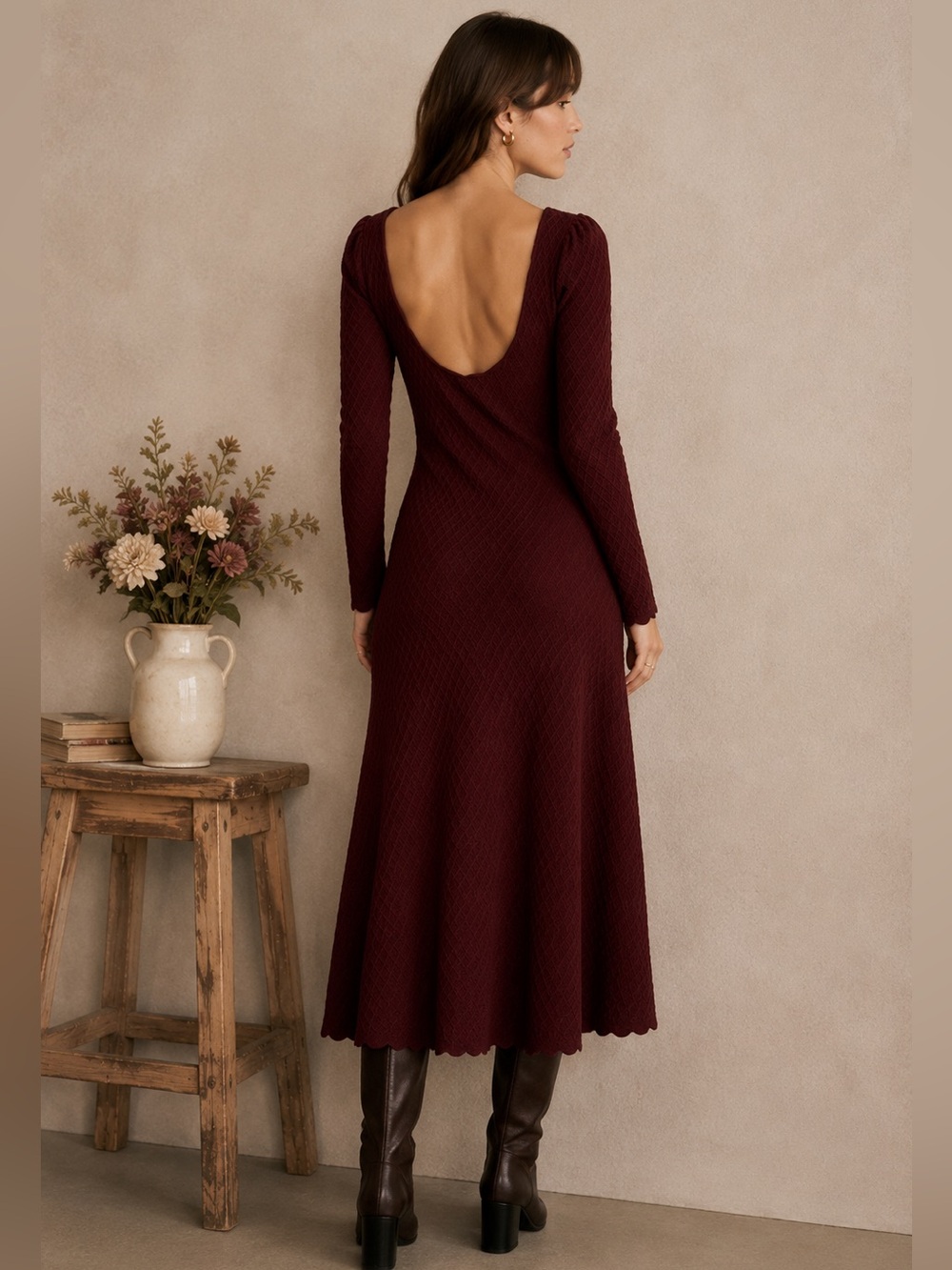 Sezane Thalia dress - size small - Merlot